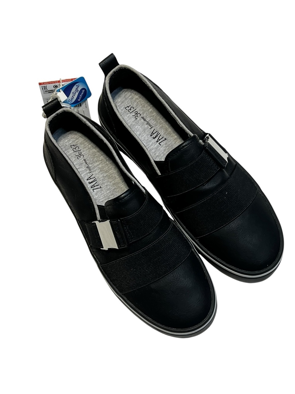 Zara Kids Black Slip-On Dress Shoes with Silver Accent